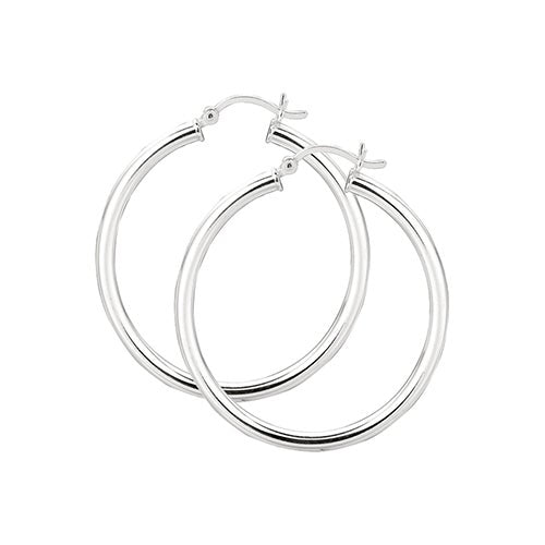 Sterling Silver 3x20mm Hoop Earrings_0