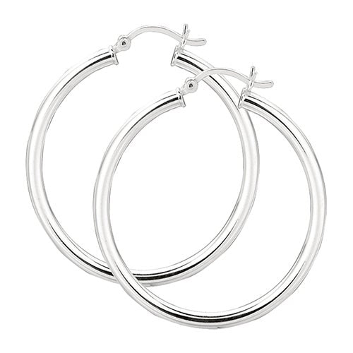 Sterling Silver 3x40mm Hoop Earrings_0