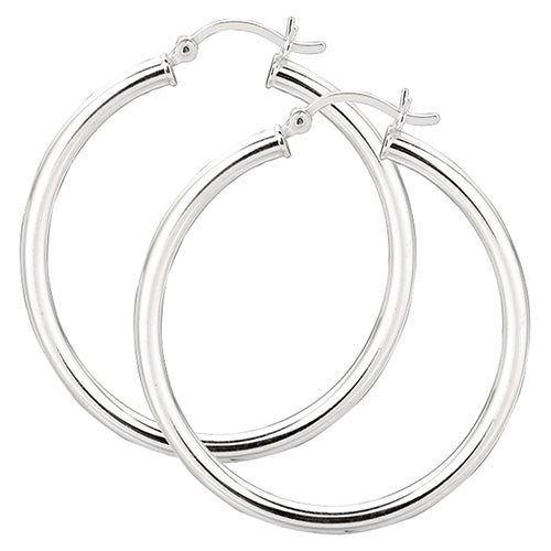 Sterling Silver 3x50mm Hoop Earrings_0