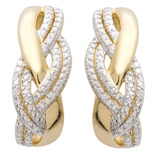 Twist Diamond Earrings with 14k Yellow Gold_0