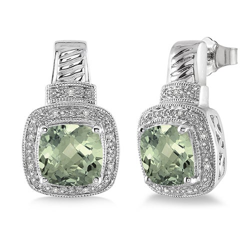 Green Amethyst & Diamond Earrings_0