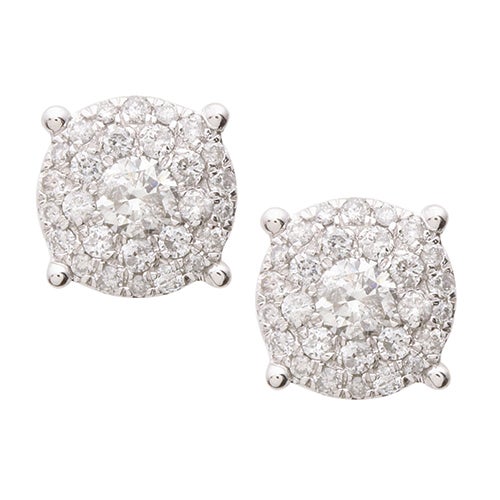 Diamond Multi-Stone 14k White Gold Earrings_0