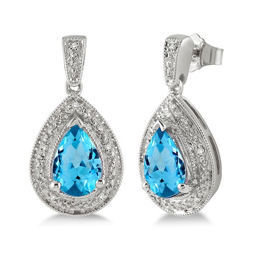 Blue Topaz & Diamond Earrings_0