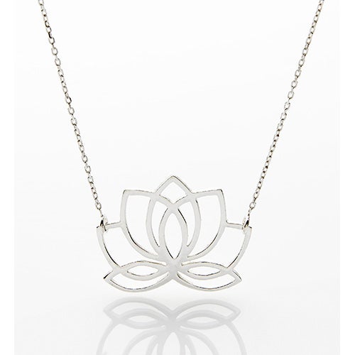 Sterling Silver Lotus Flower Necklace_0