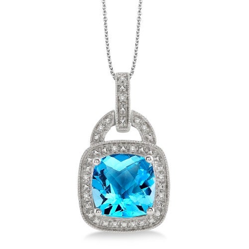 Blue Topaz Diamond Necklace_0