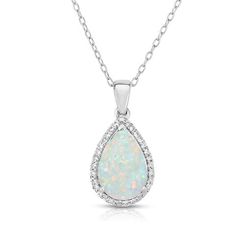 Pear Shaped Opal & White Sapphire Necklace_0