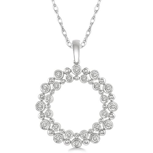 Twin Halo .15twt Diamond & White Gold Necklace_0