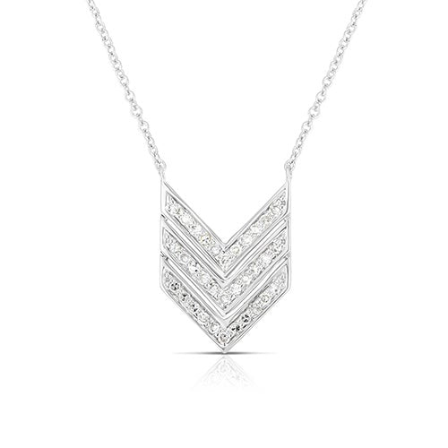 Diamond Sterling Silver Triple V Necklace_0