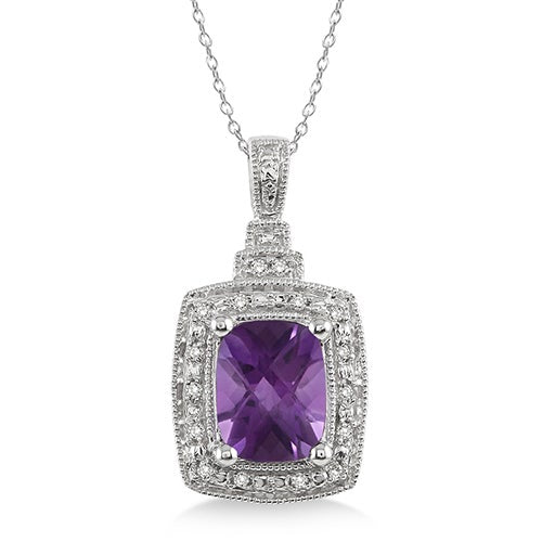 Purple Amethyst and Diamond Necklace_0