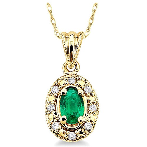 Diamond & Emerald Oval Necklace_0