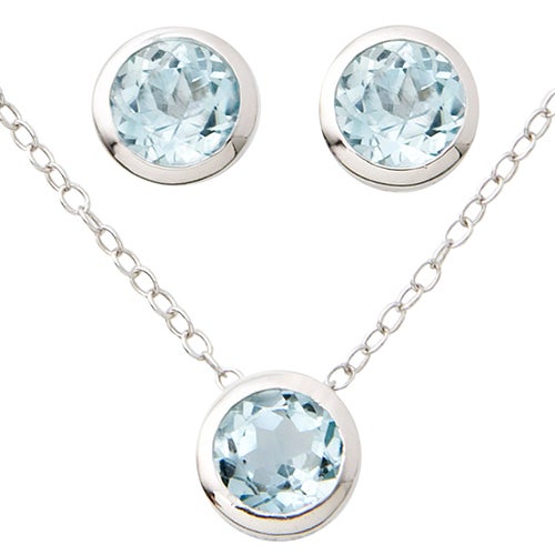 Blue Topaz Earring & Necklace Set_0