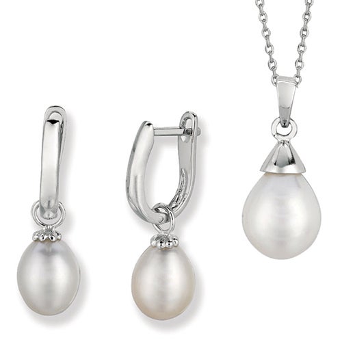 Pearl Teardrop Earring & Necklace Set_0