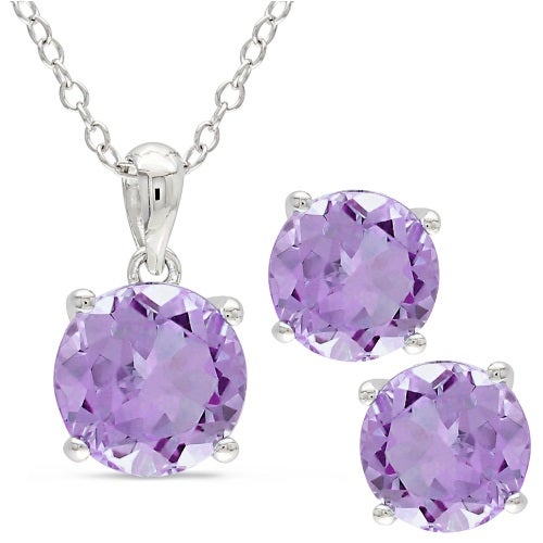 Purple Amethyst Earring And Necklace Set_0