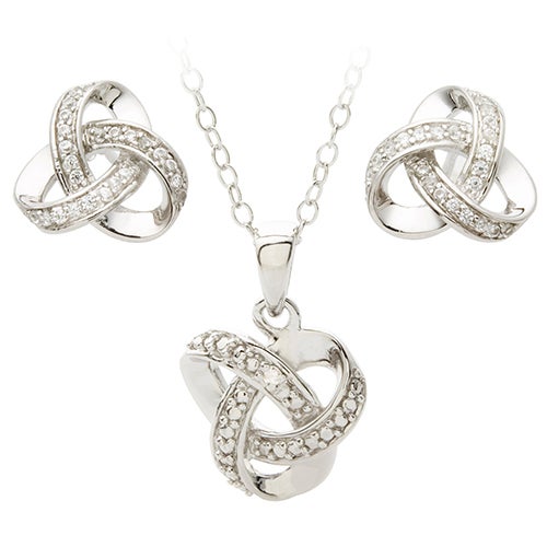 Diamond Love Knot Earring & Necklace Set_0