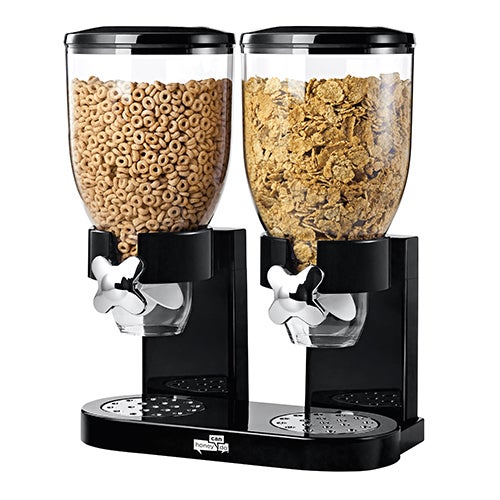 Double Cereal Dispenser w/ Portion Control Black_0