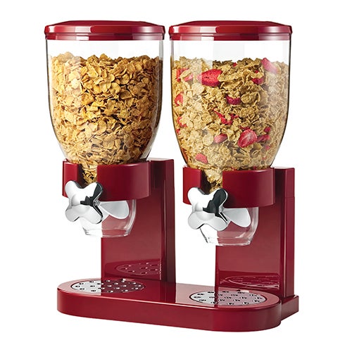 Double Cereal Dispenser w/ Portion Control Red_0