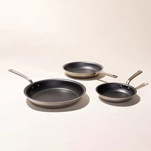 3pc 5-Ply Stainless Clad Nonstick Frying Pans (Made in the USA), Graphite_0