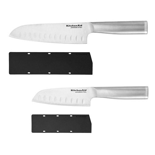 2pc Gourmet Santoku Knife Set w/ Blade Covers_0