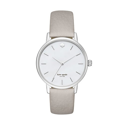 Ladies' Metro Gray Leather Strap Watch, Mother-of-Pearl Dial_0