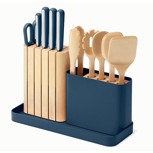 14pc Knife & Utensil Set, Navy_0