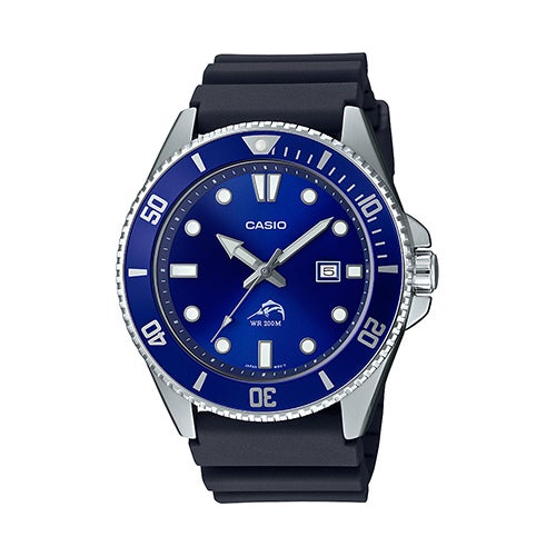 Mens Diver Inspired Black Resin Watch Blue Dial_0