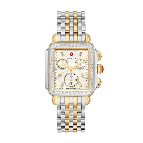 Ladies Deco Silver & Gold-Tone 18k Gold Diamond Watch_0