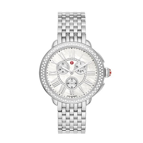 Ladies' Serein Chronograph Silver SS 123 Diamond Watch, White MOP Dial_0