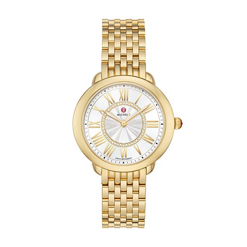 Ladies' Serein Mid 18K Gold Stainless Steel Diamond Watch, Silver Dial_0