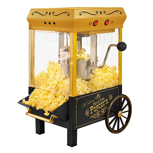 Vintage Style Table Top Kettle Popcorn Machine, Black/Gold_0