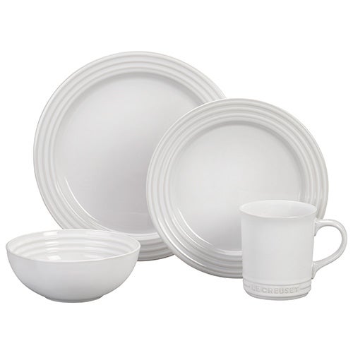 16pc Stoneware Dinnerware Set White_0