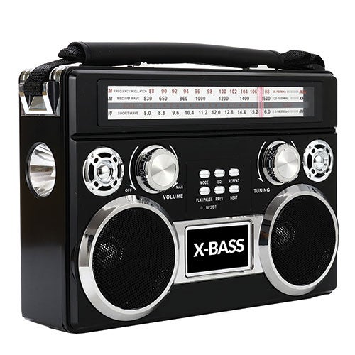Portable 3 Band Radio w/ Bluetooth & Flashlight Black_0