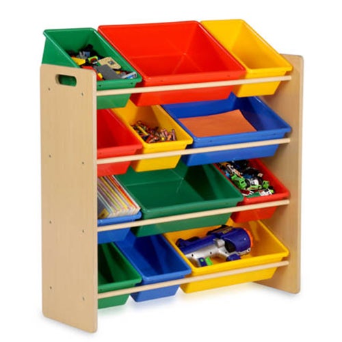 Kids Toy Storage Organizer w/ 12 Bins Natural_0