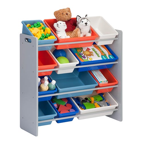 Kids Toy Storage Organizer w/ 12 Bins Blue/Gray_0