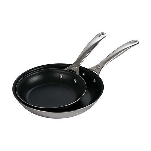 2pc Signature Stainless Steel Nonstick Fry Pan Set_0