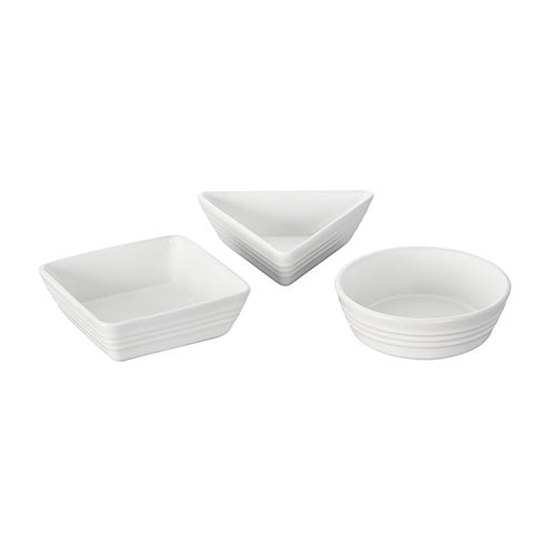 3pc Stoneware Serving/Tapas Dish Set White_0