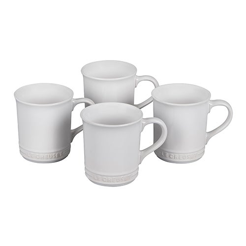 Set of 4 Stoneware Mugs White_0