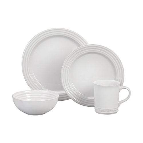 16pc Stoneware Dinnerware Set White_0