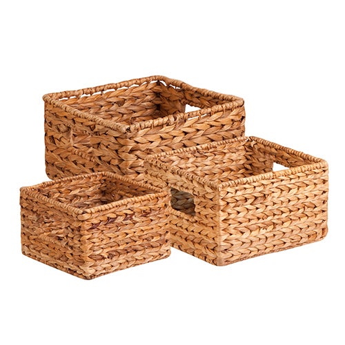 3pc Natural Water Hyacinth Nested Baskets_0