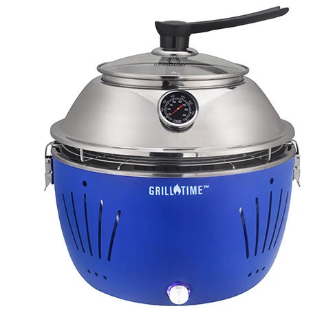 Grill Time Portable Grill w/ Glass Hood Blue_0