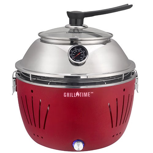 Grill Time Portable Grill w/ Glass Hood Red_0