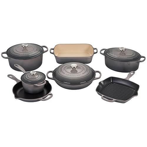 11pc Signature Cast Iron Ultimate Cookware Set Oyster_0