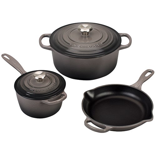 5pc Signature Cast Iron Cookware Set Oyster_0