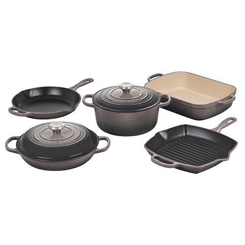 7pc Signature Cast Iron Cookware Set, Oyster_0