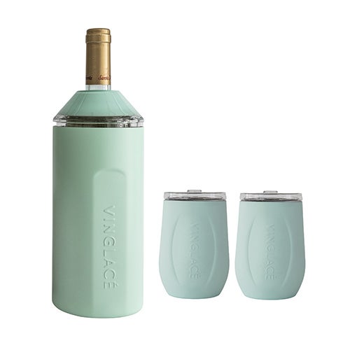 Wine Chiller Gift Set w/ 2 Tumblers Sea Glass_0