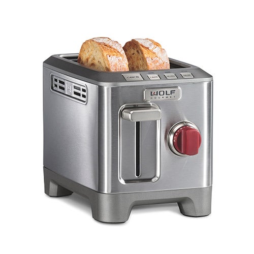 Stainless Steel 2 Slice Toaster w/ Red Knobs_0