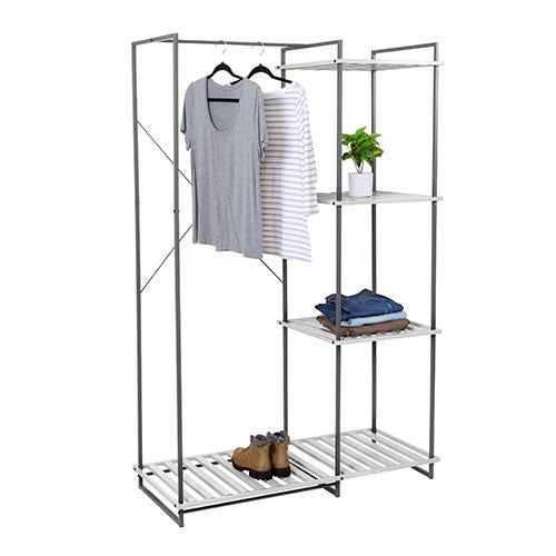 Freestanding Open Closet w/ 4 Shelves Gray Metal_0