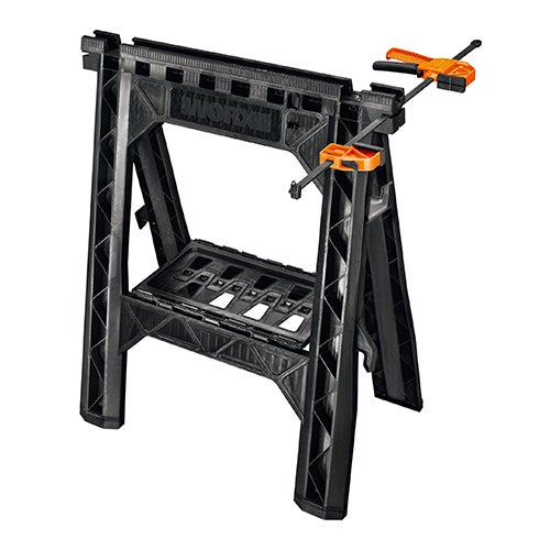 Set of 2 Clamping Sawhorses w/ 2 Bar Clamps_0