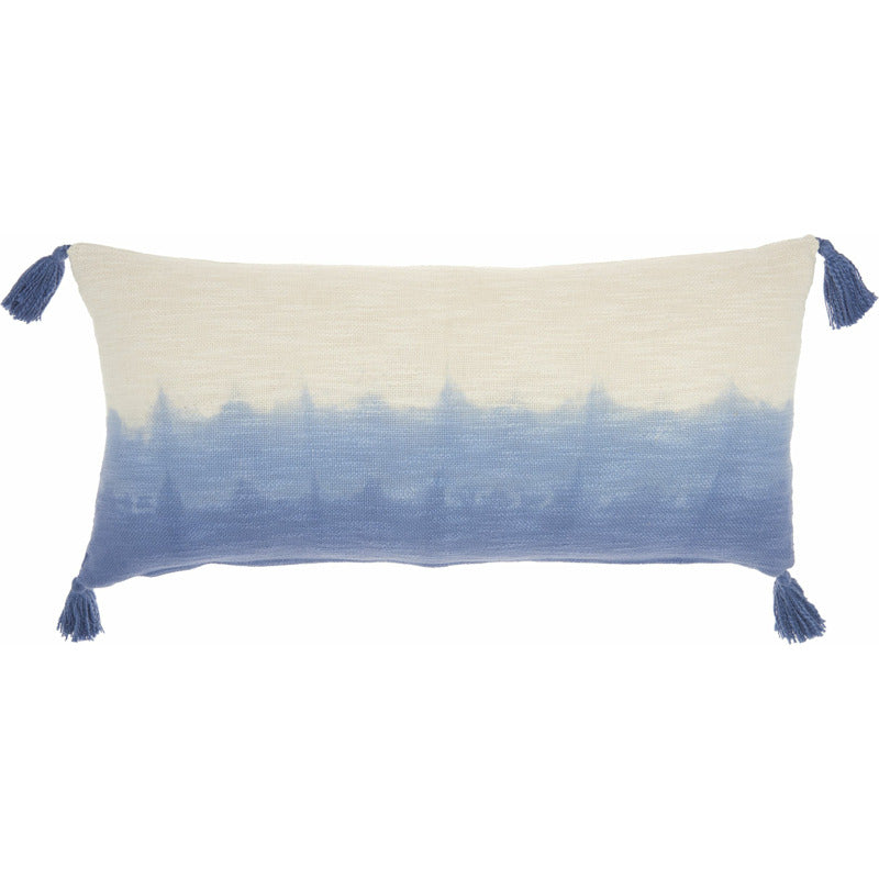 Mina Victory Ombre Blue Tassels Rectangular Throw Pillow_0