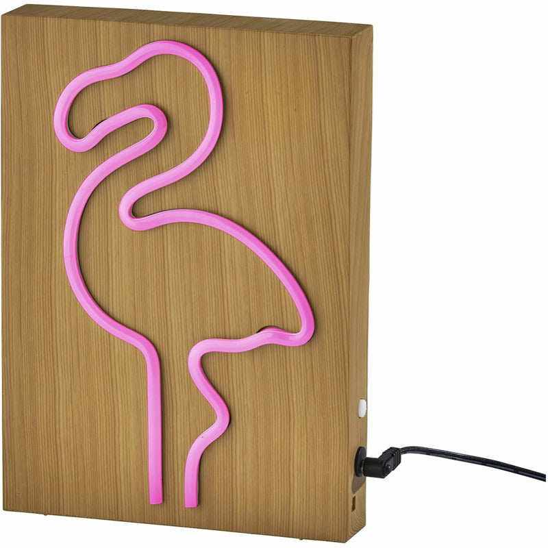 Wood Framed Neon Flamingo Table/Wall Lamp_0