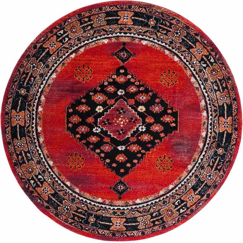 Jahan Red Area Rug Round_0